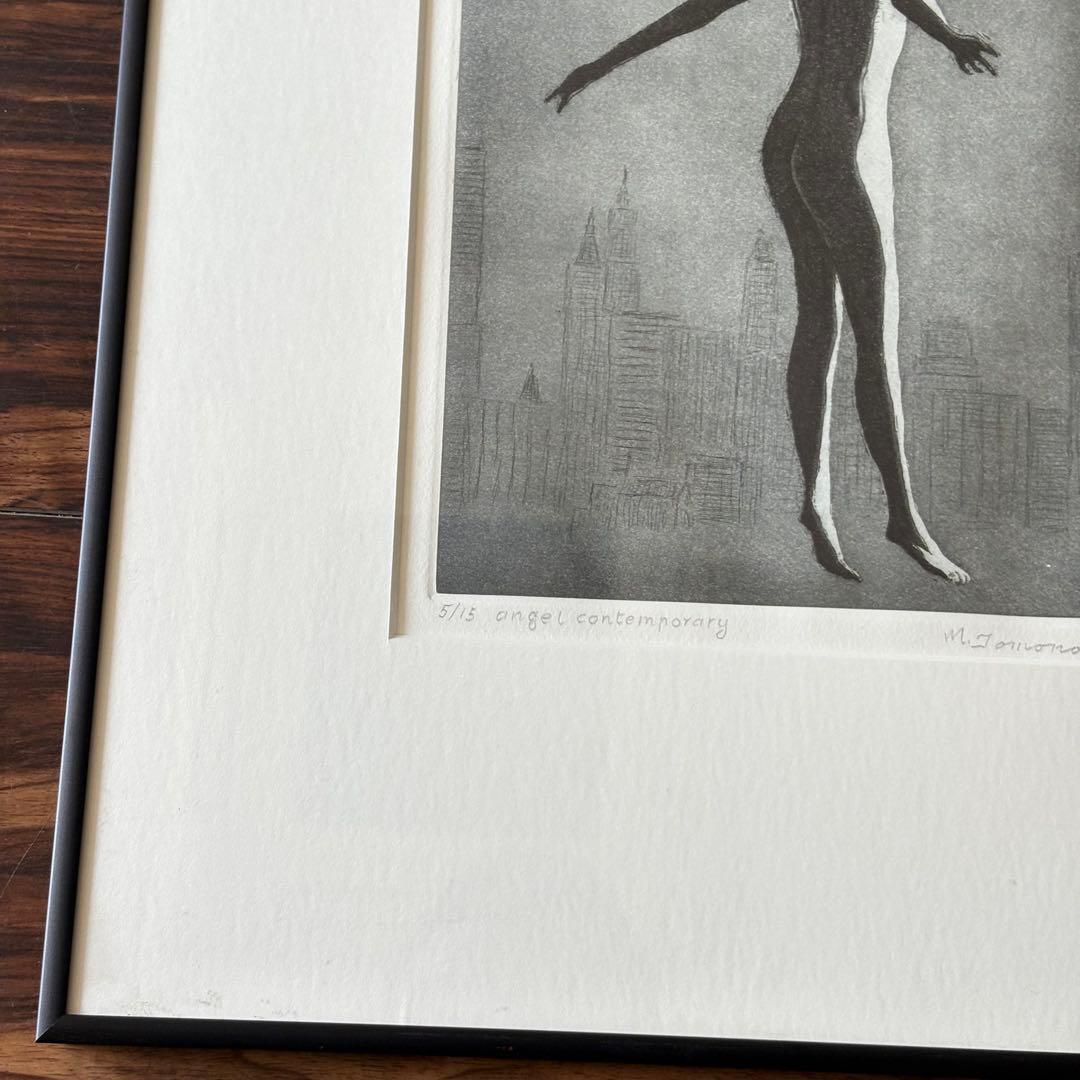 銅版画 M.Tomono 5/15 額装 angel contemporaryB
