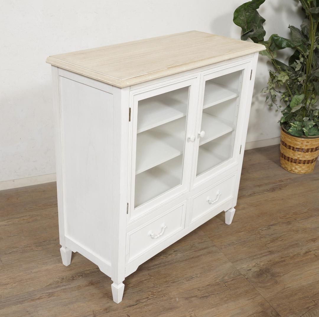 ブロカントシリーズ　アンティーク調　キャビネット　食器棚　シャビー