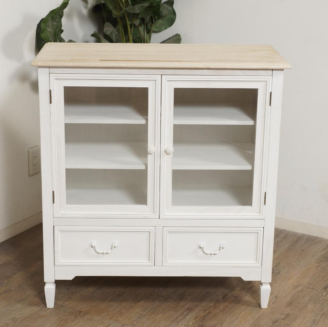 ブロカントシリーズ　アンティーク調　キャビネット　食器棚　シャビー