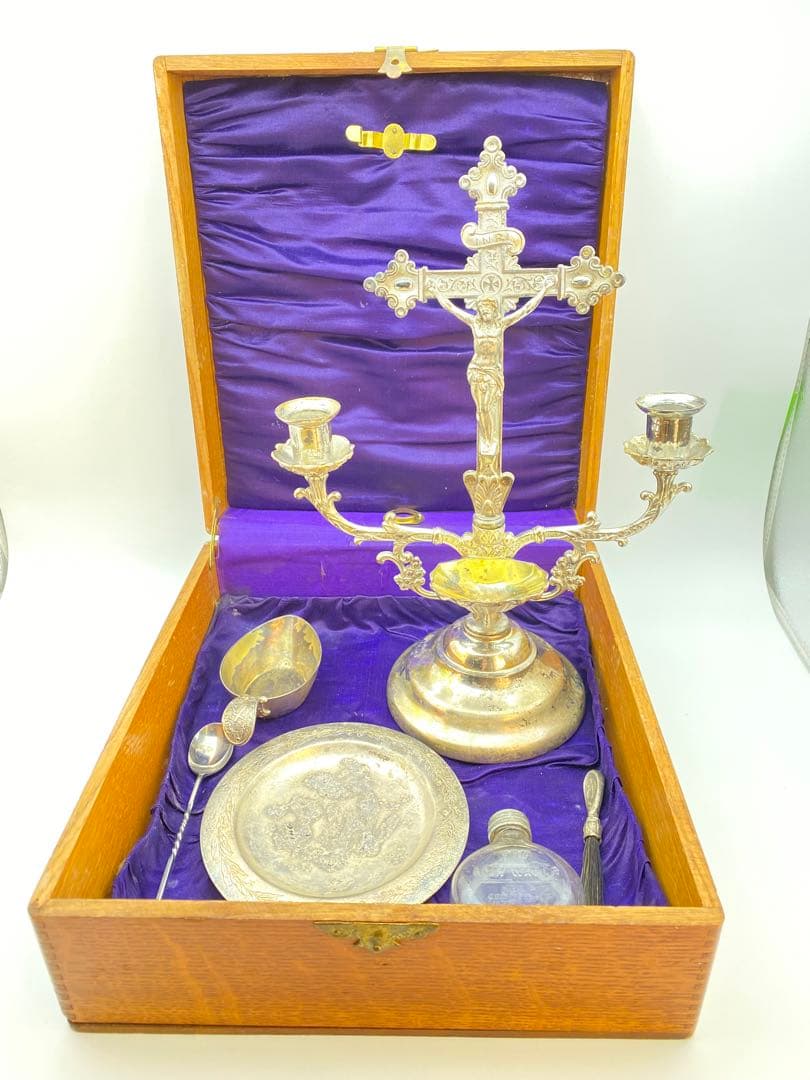 1890年代 カトリック聖具 Sick Call Outfit 祭壇アンティーク
