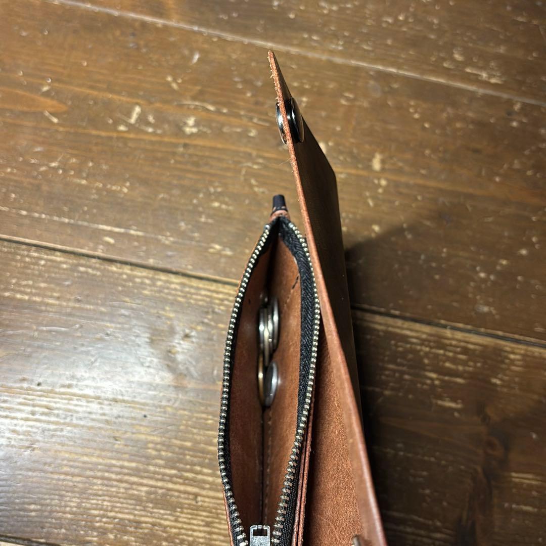 二段階右折様 茶芯ハンドメイドトラッカーウォレット