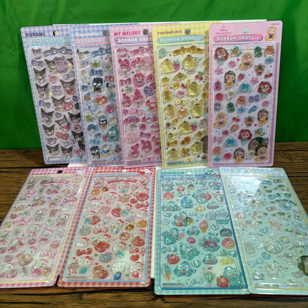 【正規品】ボンボンドロップシール　サンリオ　ディズニー　9枚セット