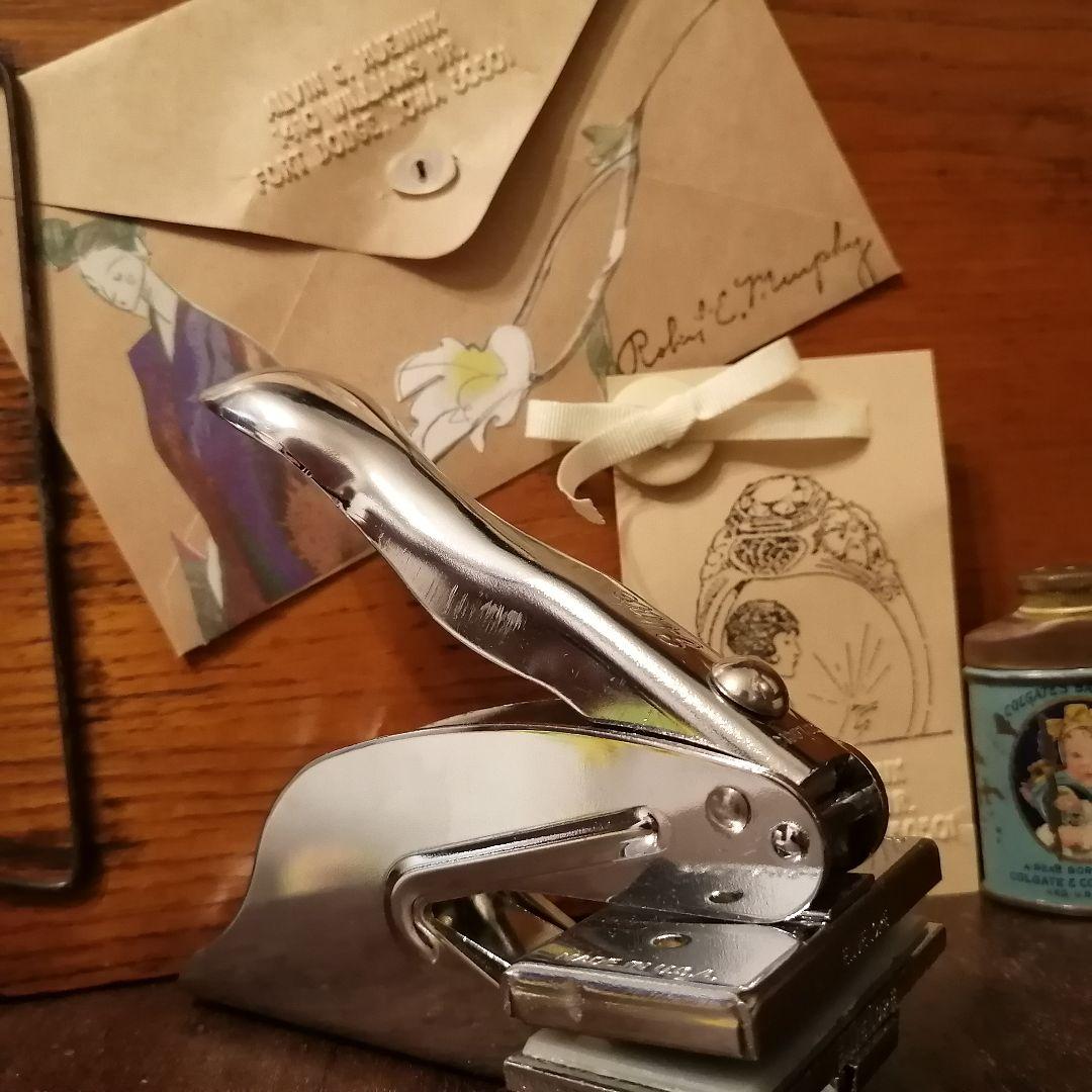 米国製ヴィンテージ ハンディタイプ エンボッサー 箱入りスタンプ☆はんこ☆文房具