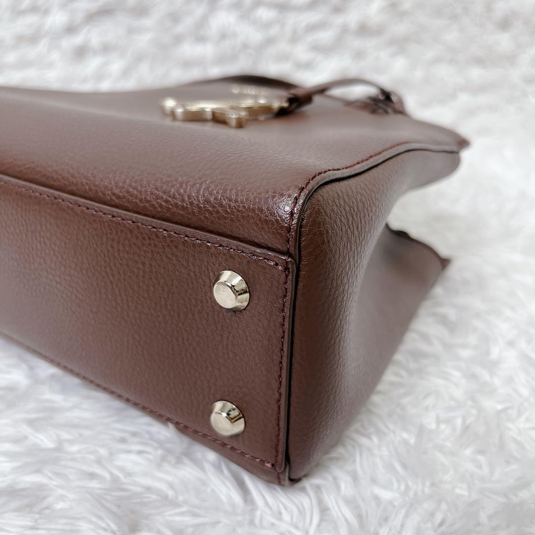 アニエスベー 2way レザーショルダーバッグ　ブラウン　チャーム ポーチ付