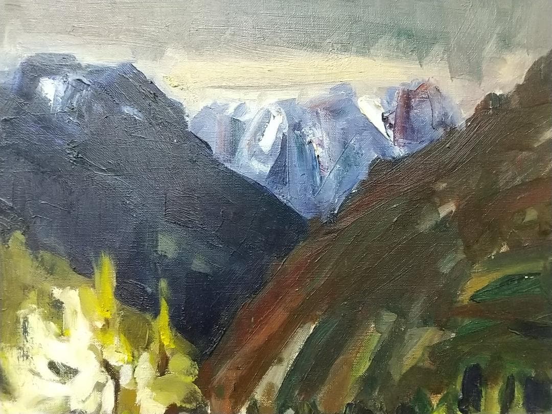 「谷川の残雪」1962 F8 絵画 油絵 油彩画 風景画 アート 谷川岳