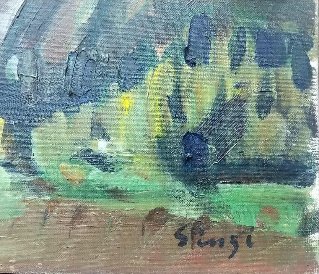 「谷川の残雪」1962 F8 絵画 油絵 油彩画 風景画 アート 谷川岳