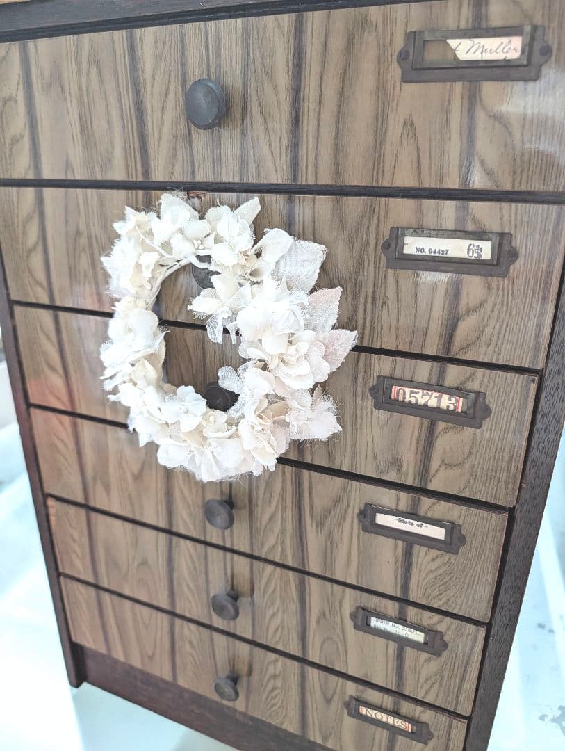 昭和ヴィンテージ✨️ネームプレート付き 木製 6段引き出し チェスト　古道具