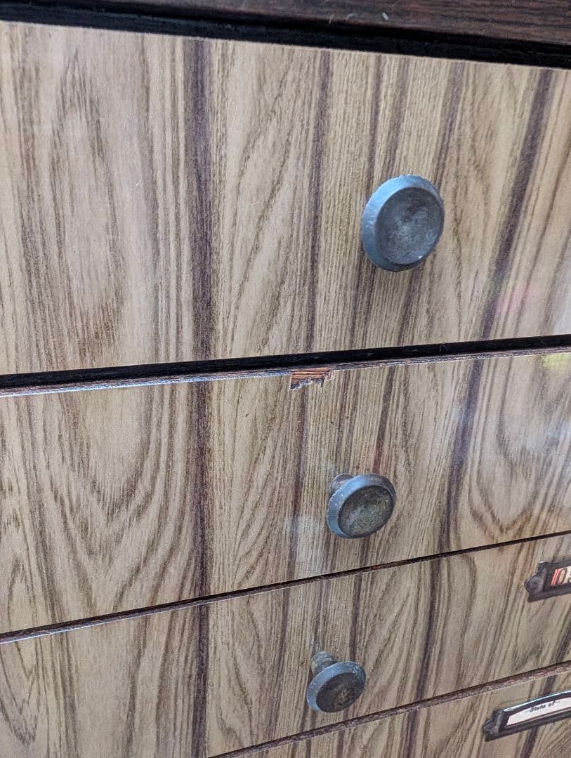 昭和ヴィンテージ✨️ネームプレート付き 木製 6段引き出し チェスト　古道具