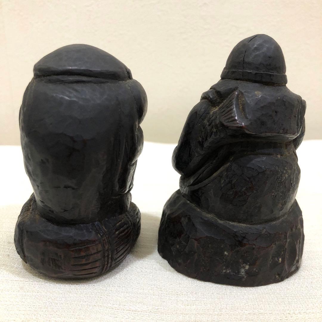 大黒様 恵比寿様 神様 木彫 置物 古美術 アンティーク 昭和 大正 レトロ