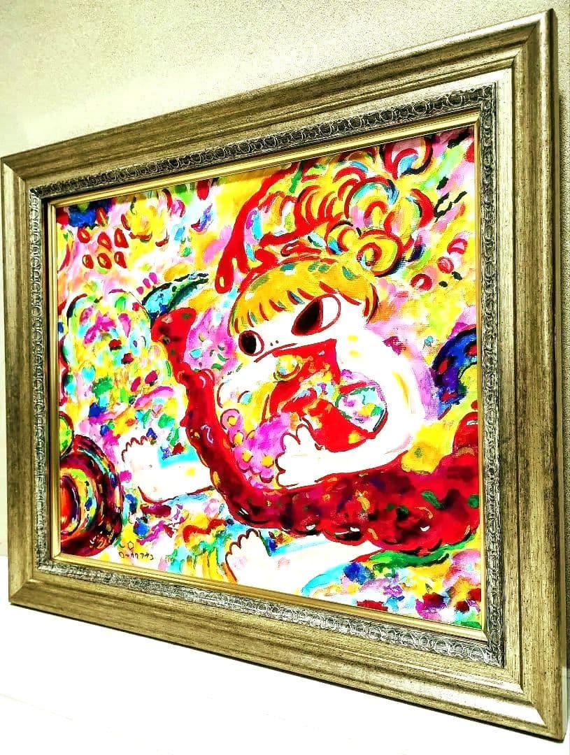 【SALE】［F8号］ロッカクアヤコ/肉筆/手描き/表裏サイン有/アクリル/油彩