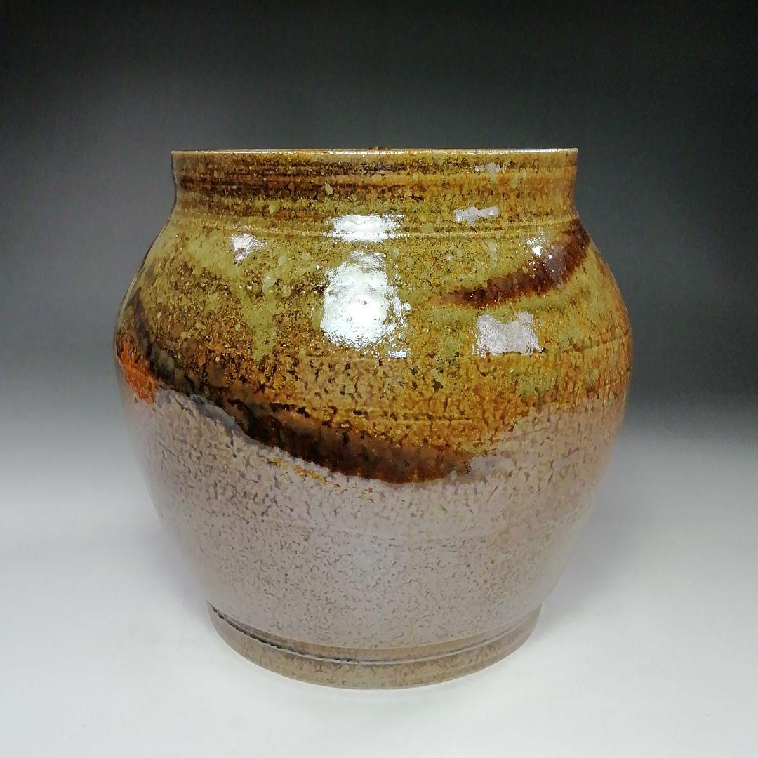 Ｓ７９１　水指　『灰釉黒流水指』『浩作』　共箱　茶道具