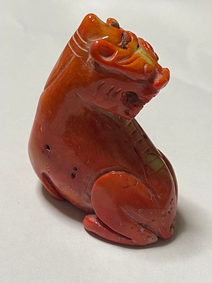 山珊瑚？珊瑚獅子の彫刻 置き物