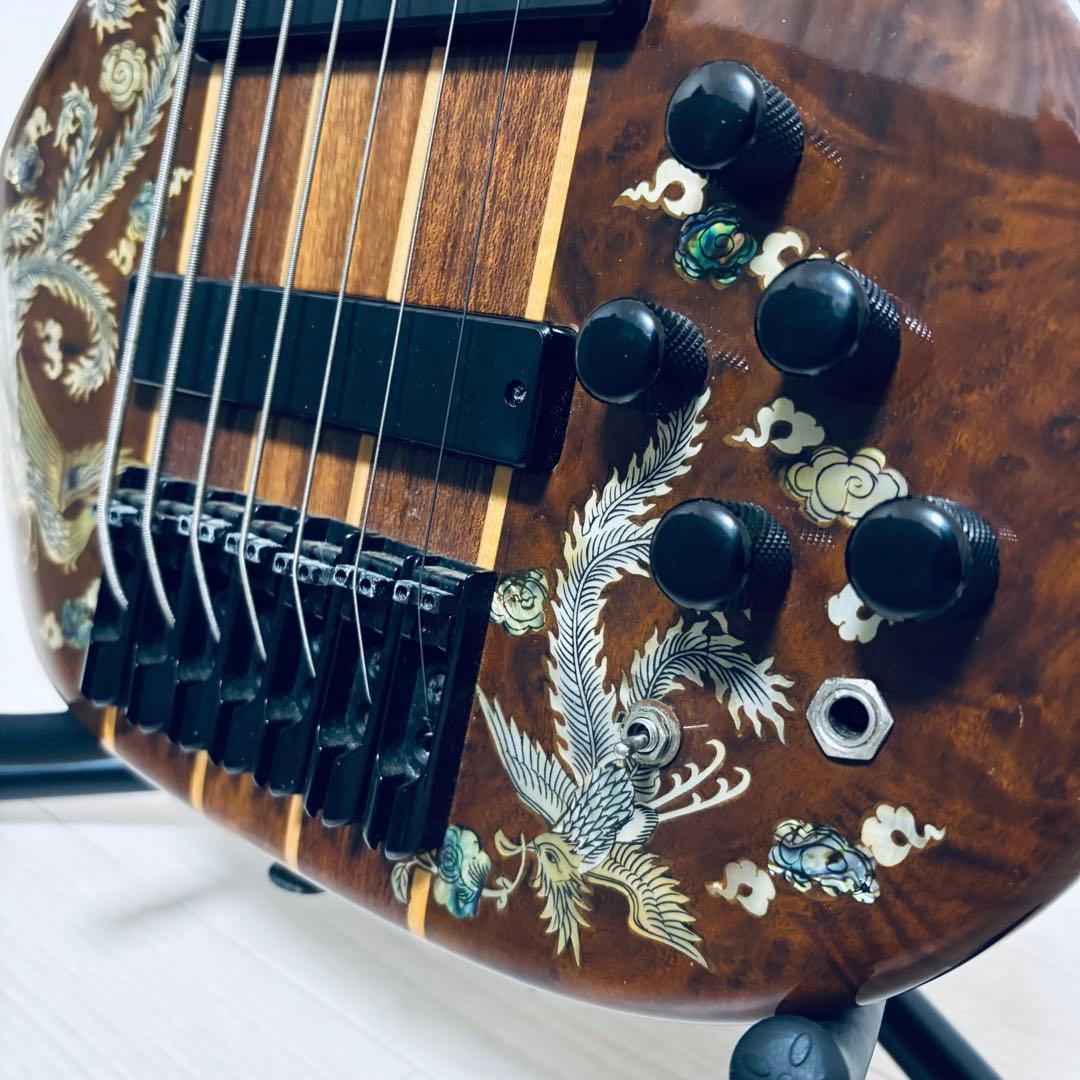 稀少【7弦ベース】美麗インレイ龍モチーフ 7弦　音出しOK トラス調整余裕あり