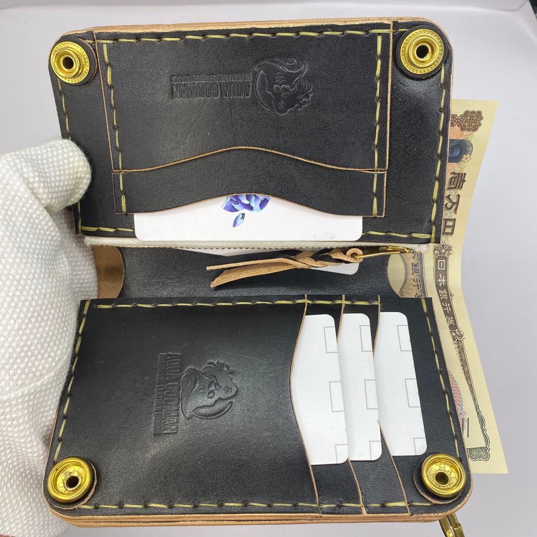 極厚 無骨 お札折らずに収納できる無骨な手染めミドルトラッカーウォレット BTW