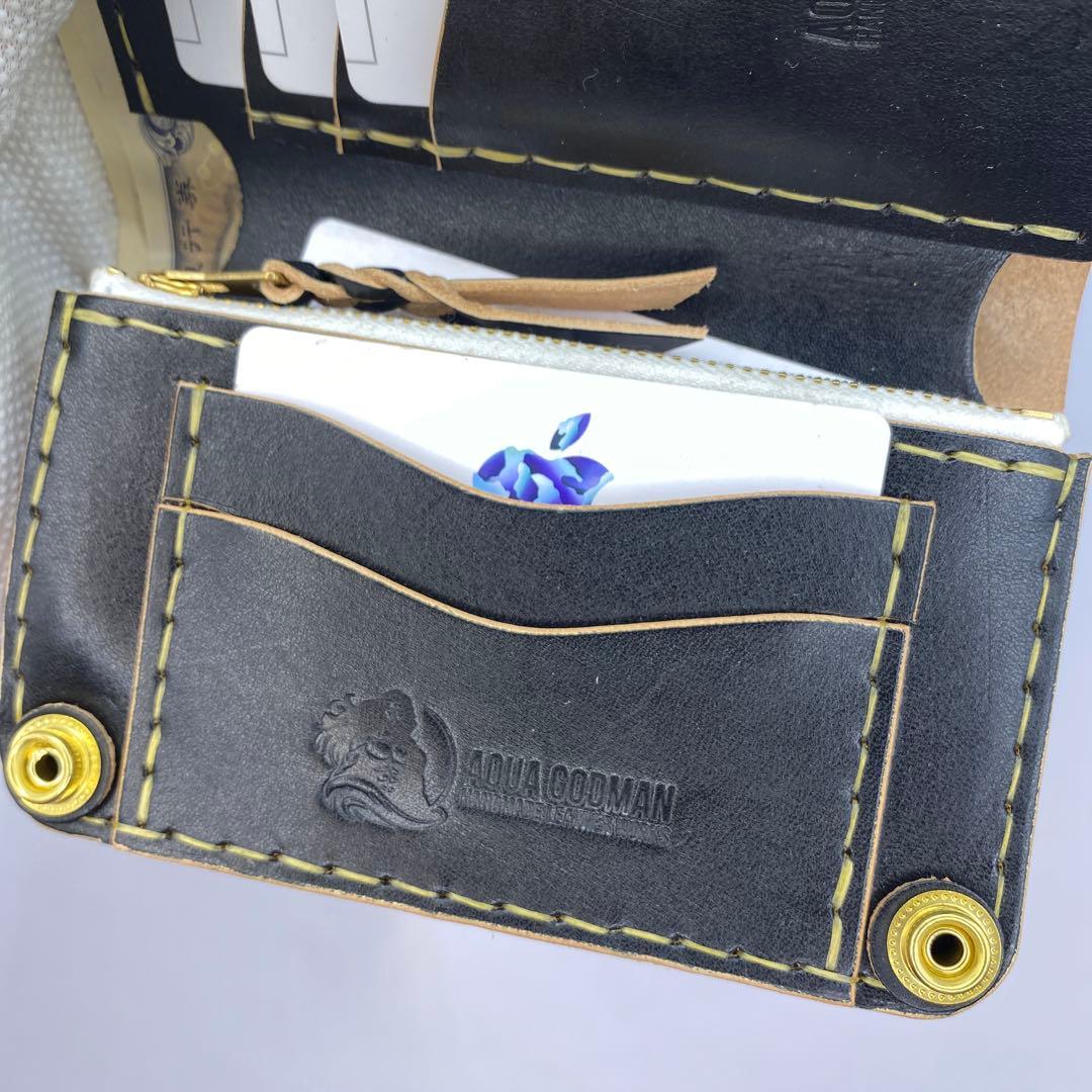 極厚 無骨 お札折らずに収納できる無骨な手染めミドルトラッカーウォレット BTW