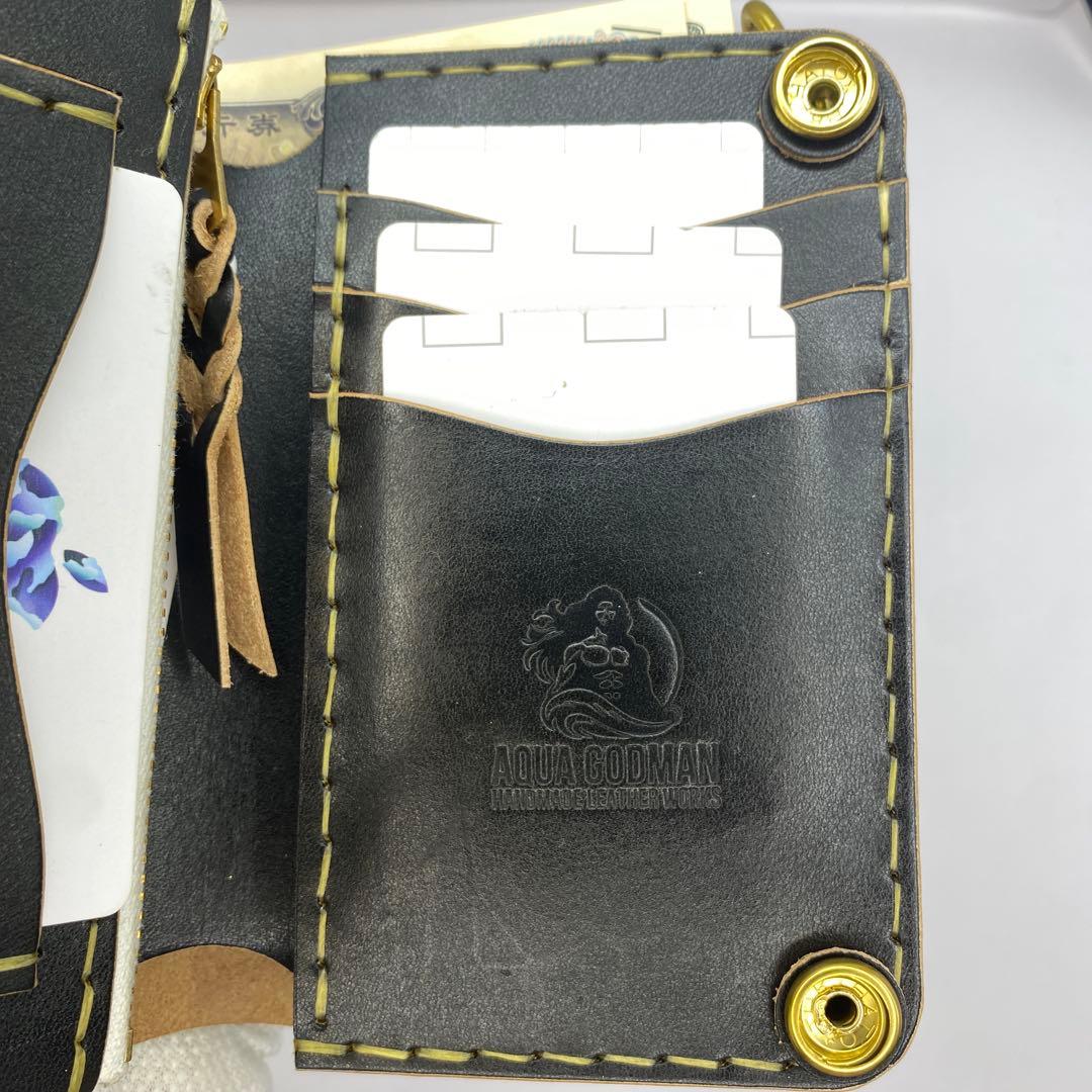 極厚 無骨 お札折らずに収納できる無骨な手染めミドルトラッカーウォレット BTW