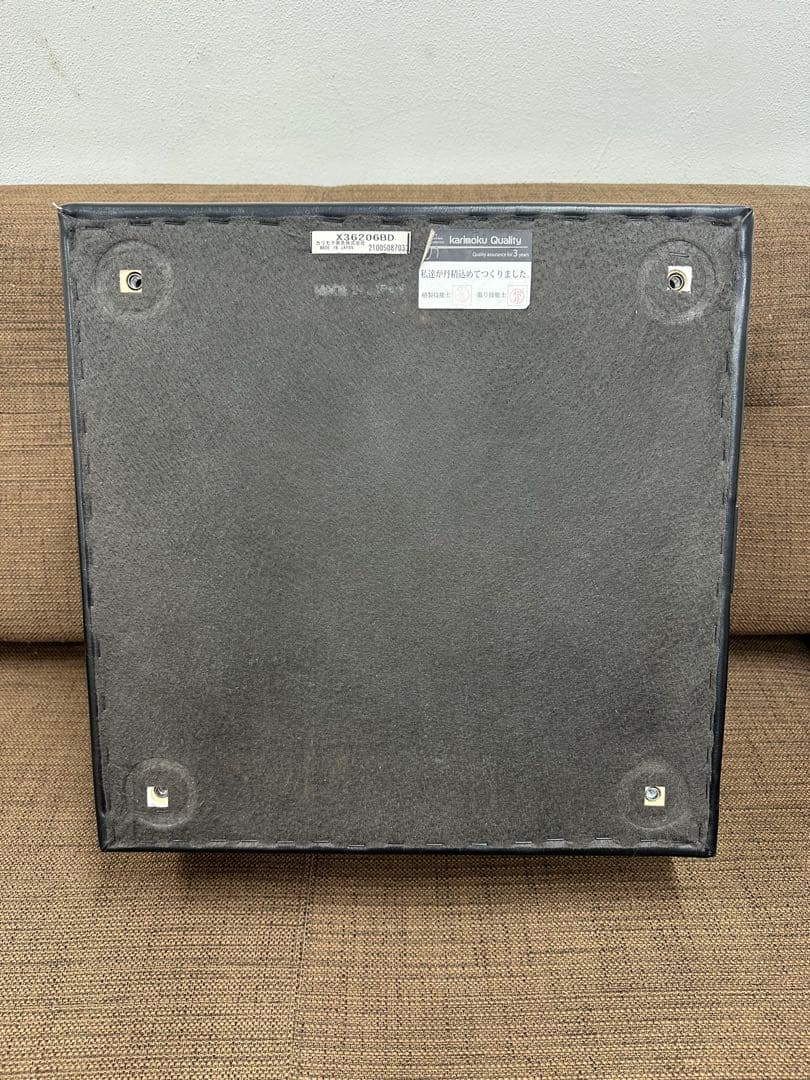 ④ 【美品】カリモク60 オットマン ブラック　レザー②