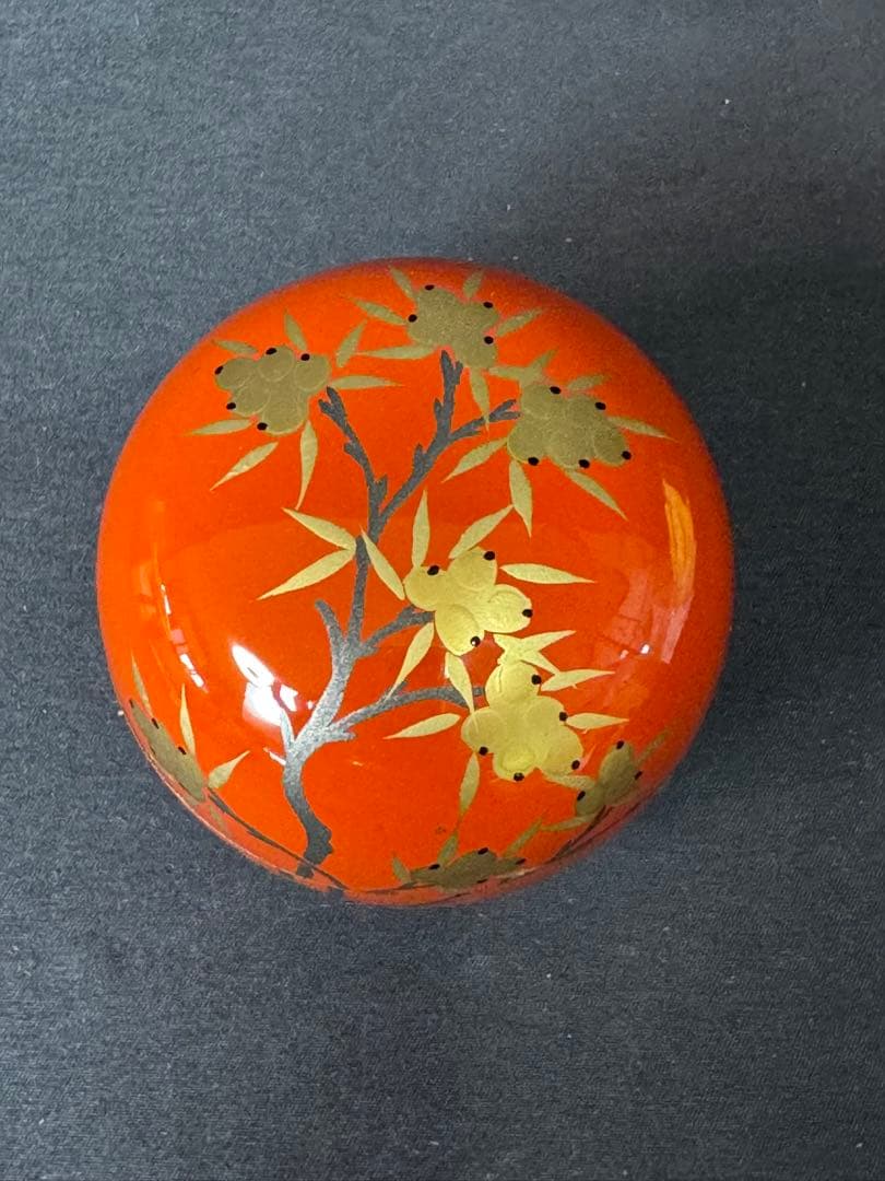 G79 送料無料　棗　井伊大老好　枇杷に鳥蒔絵　朱丸棗　茶道具　千穂造　茶道