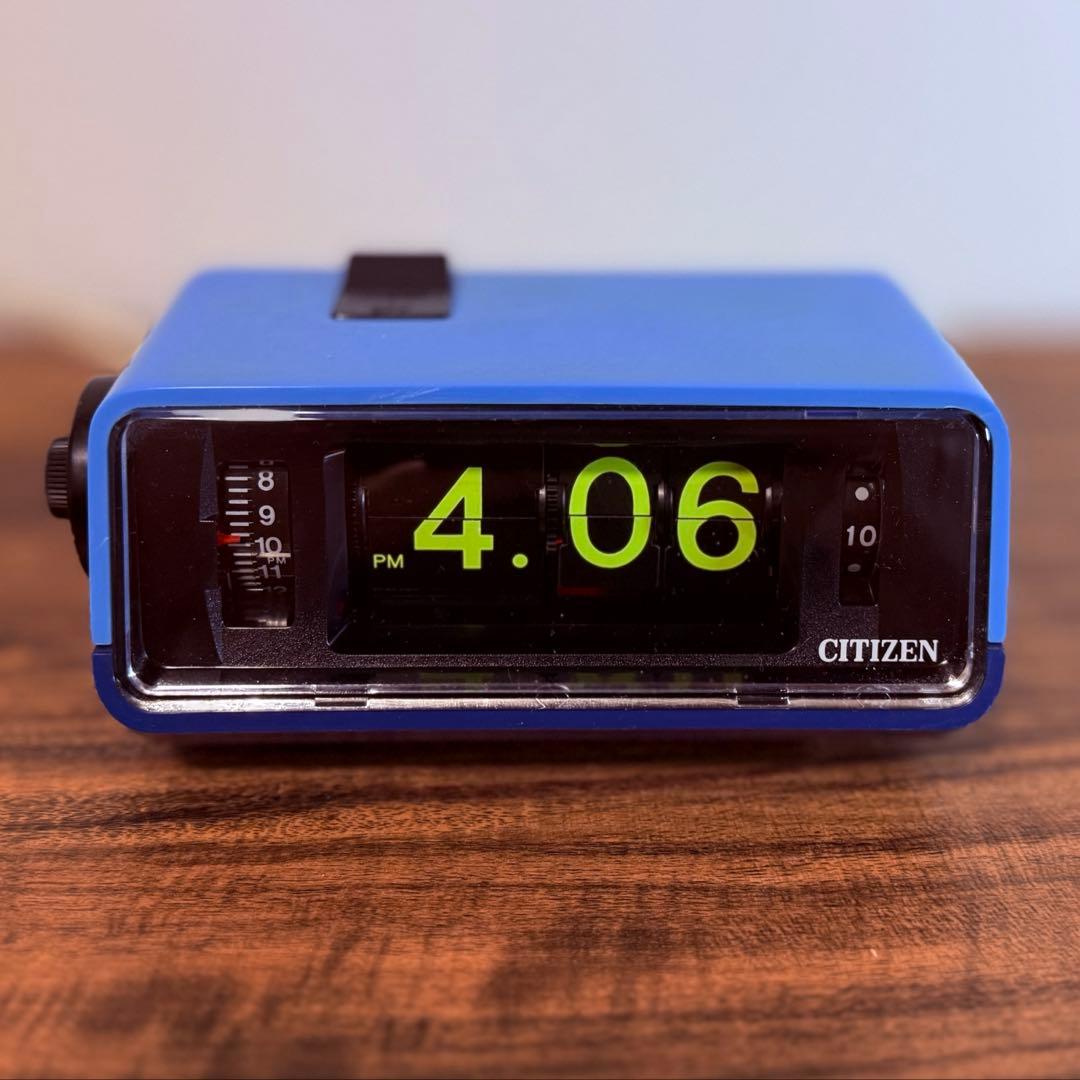 【メンテ済み・動作正常】CITIZENパタパタ時計 ハイリーフ・カーチス 青色