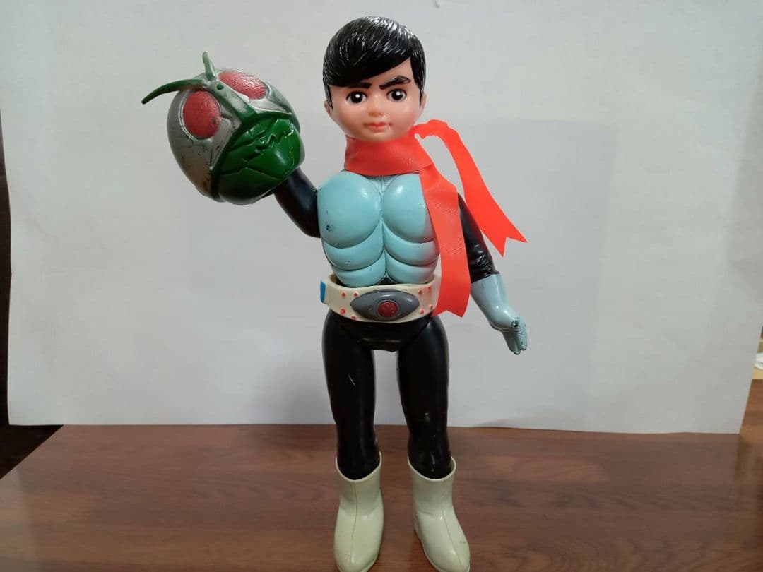 【美品完品】旧バンダイ　仮面ライダー　1号　面取れ　マスク取れ　ソフビ