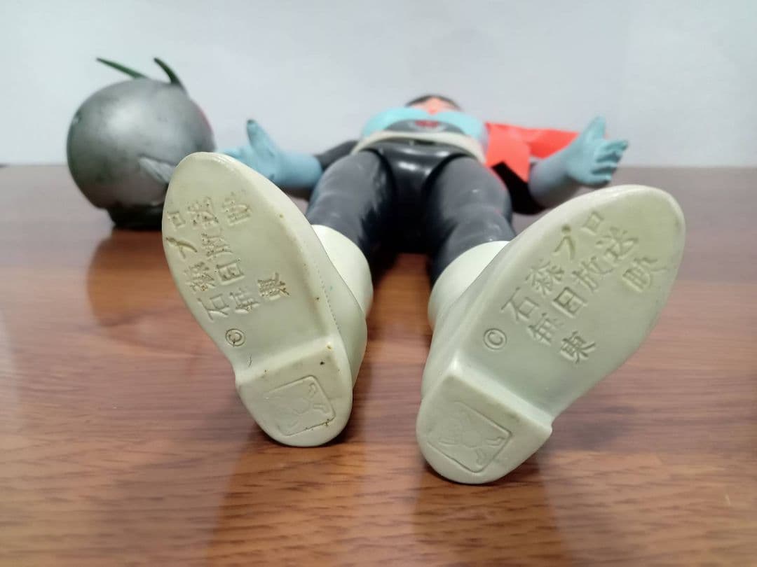 【美品完品】旧バンダイ　仮面ライダー　1号　面取れ　マスク取れ　ソフビ