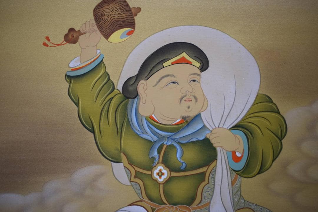 真作/国井幸雪/國井幸雪/恵比須大黒図/双幅/桐共箱付/布袋屋掛軸HI-275