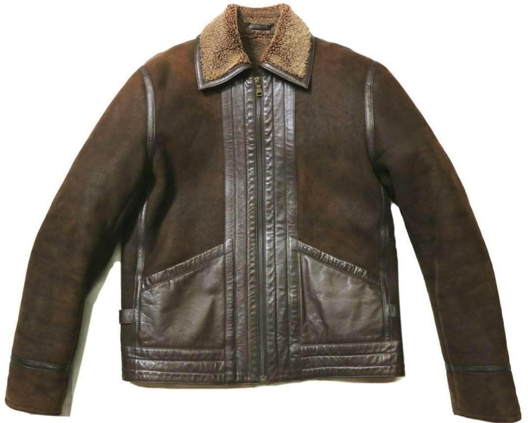 美品 ポールスミス　コレクション ムートン ジャケット 羊革 茶　M