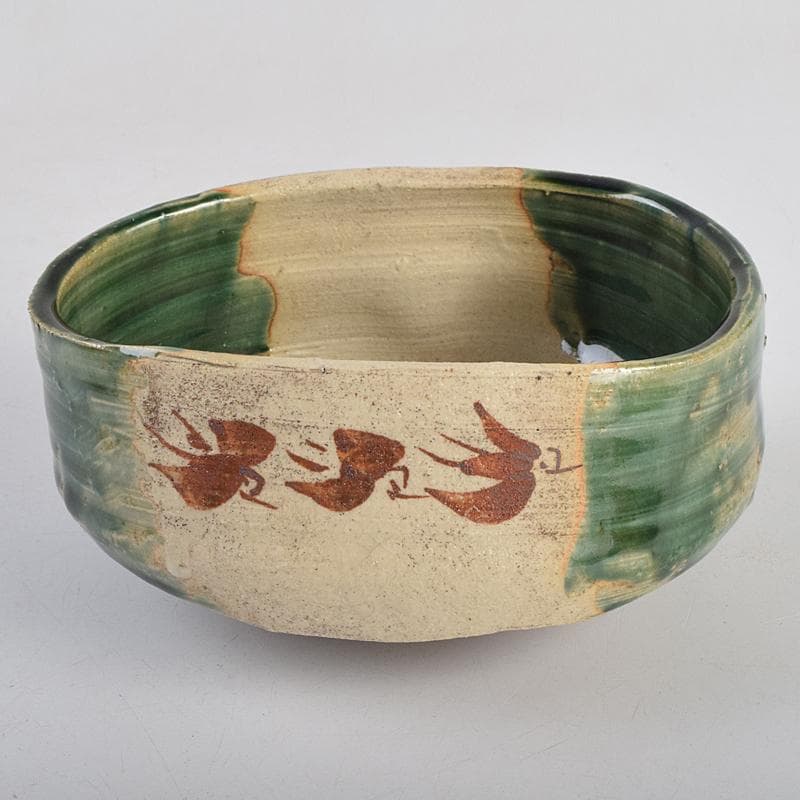 茶道具　古瀬戸　織部焼　沓茶碗　時代箱付　C　R9114