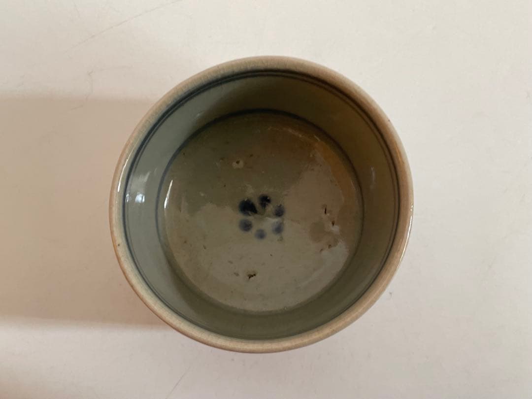 骨董　アンティーク　染付　菊文様　蕎麦猪口　コロ茶碗　半筒茶碗