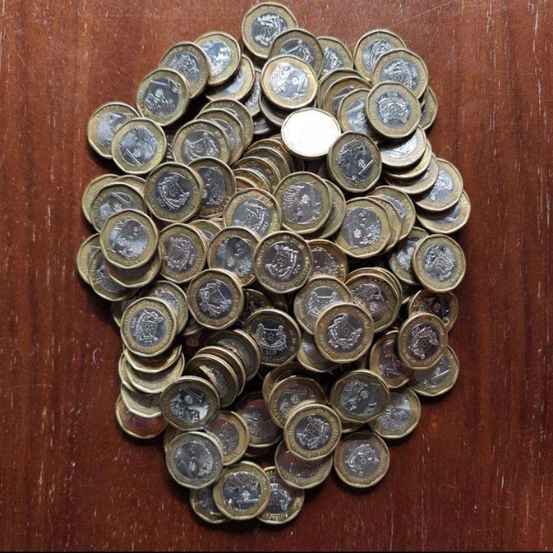 セピアさん【40枚セット】幸運を呼ぶ　シンガポールドル　1ドル　硬貨　