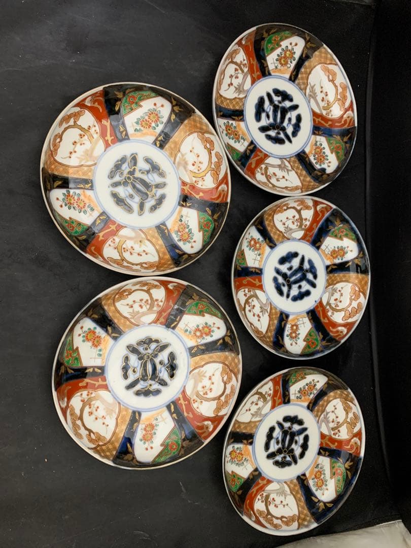 古伊万里　六寸皿　径18㎝　色絵金彩　器　5枚