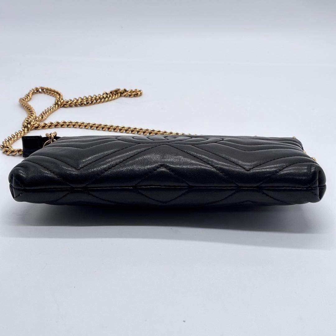 グッチ GGマーモント チェーンウォレット 黒 ゴールド金具 443447