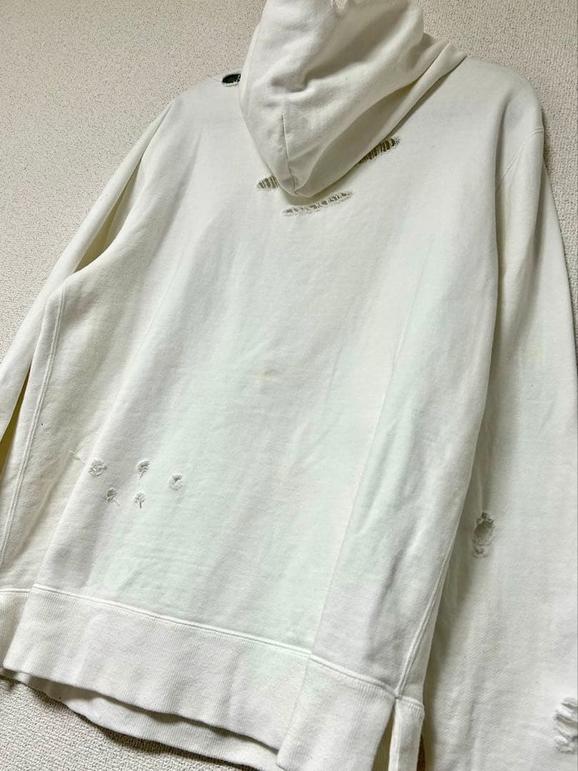 NUMBER (N)INE ナンバーナイン ダメージ パーカー ホワイト L