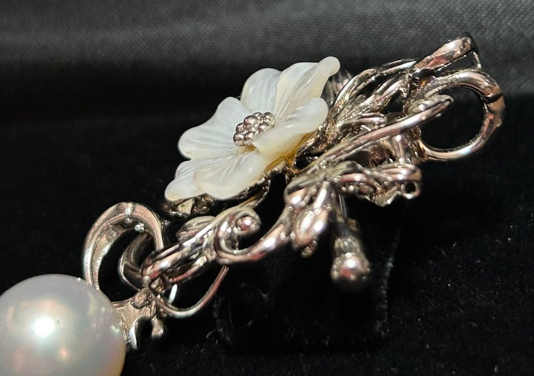 美品　silver925×白蝶貝×パール　2WAY ブローチ＆ペンダントトップ