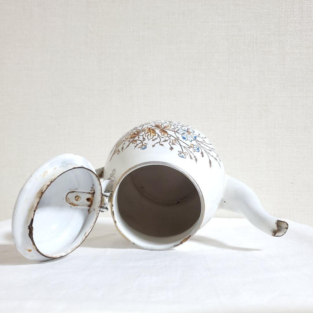 フランスアンティーク　ホーロー　ティーポット