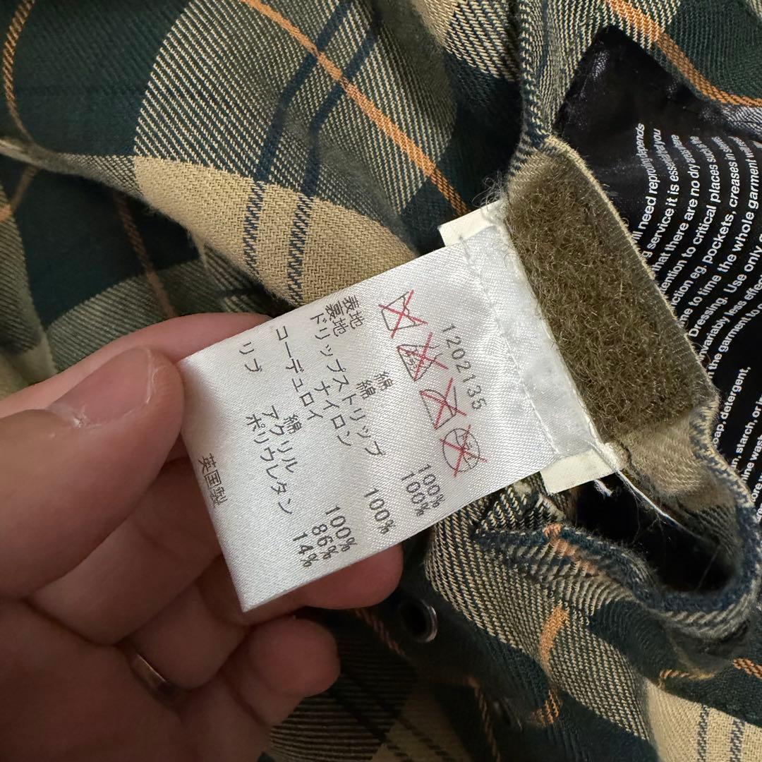 美品Lサイズ相当　バブアー　スリムビデイル　ワックスジャケット　袖リブ　カーキ