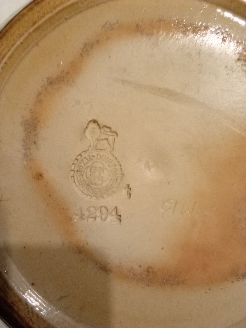 イギリス ロイヤルドルトン 1910年代 葉文壺 キズ有り