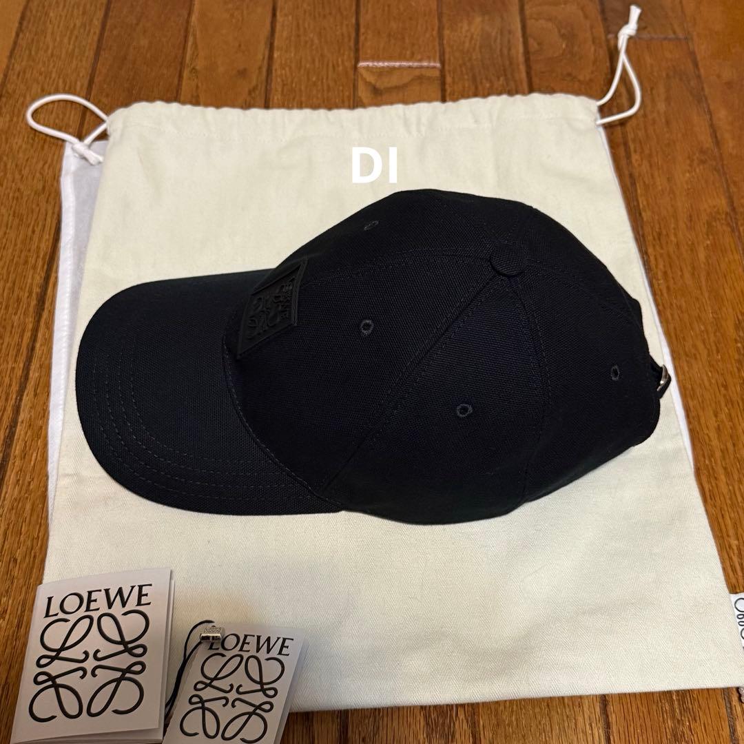 LOEWE ブラック アナグラム キャンバス ベースボールキャップ