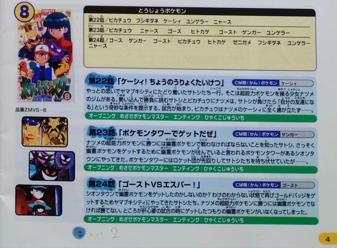 ポケットモンスター レンタルビデオ 総合カタログ 2000