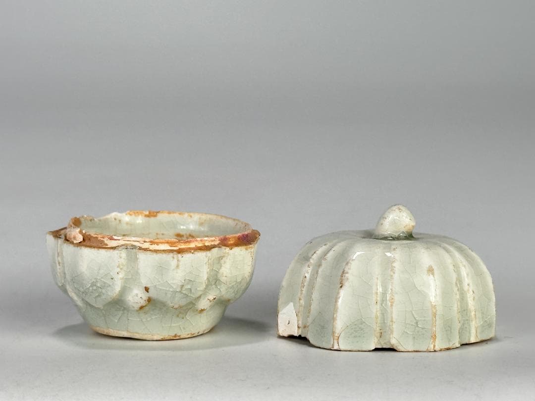 中国美術　宋時代　青白磁　影青　瓜形香合　蓋物　茶道具　時代　唐物　古物　古玩