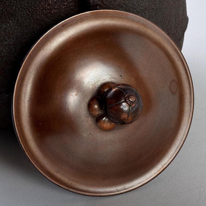 茶道具　釜師　角谷莎村作　尾張釜　共布共箱　V　9158D