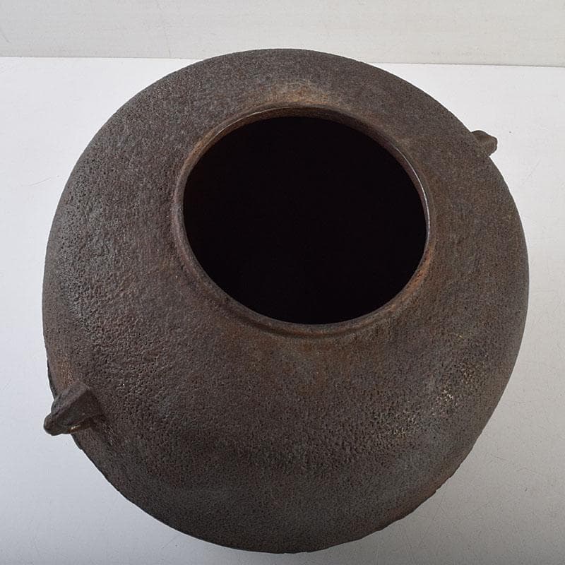 茶道具　釜師　角谷莎村作　尾張釜　共布共箱　V　9158D