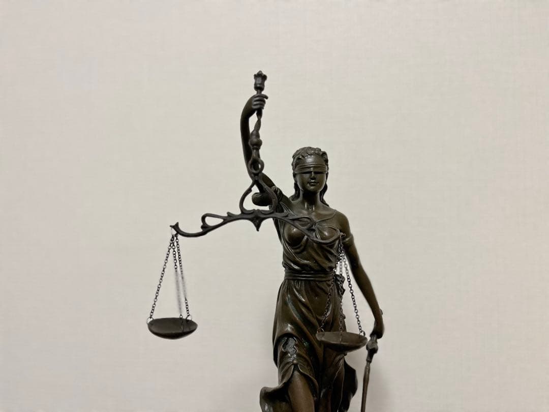 【ブロンズ製】正義の女神 テミス 像(彫刻家Houdonの刻印あり)