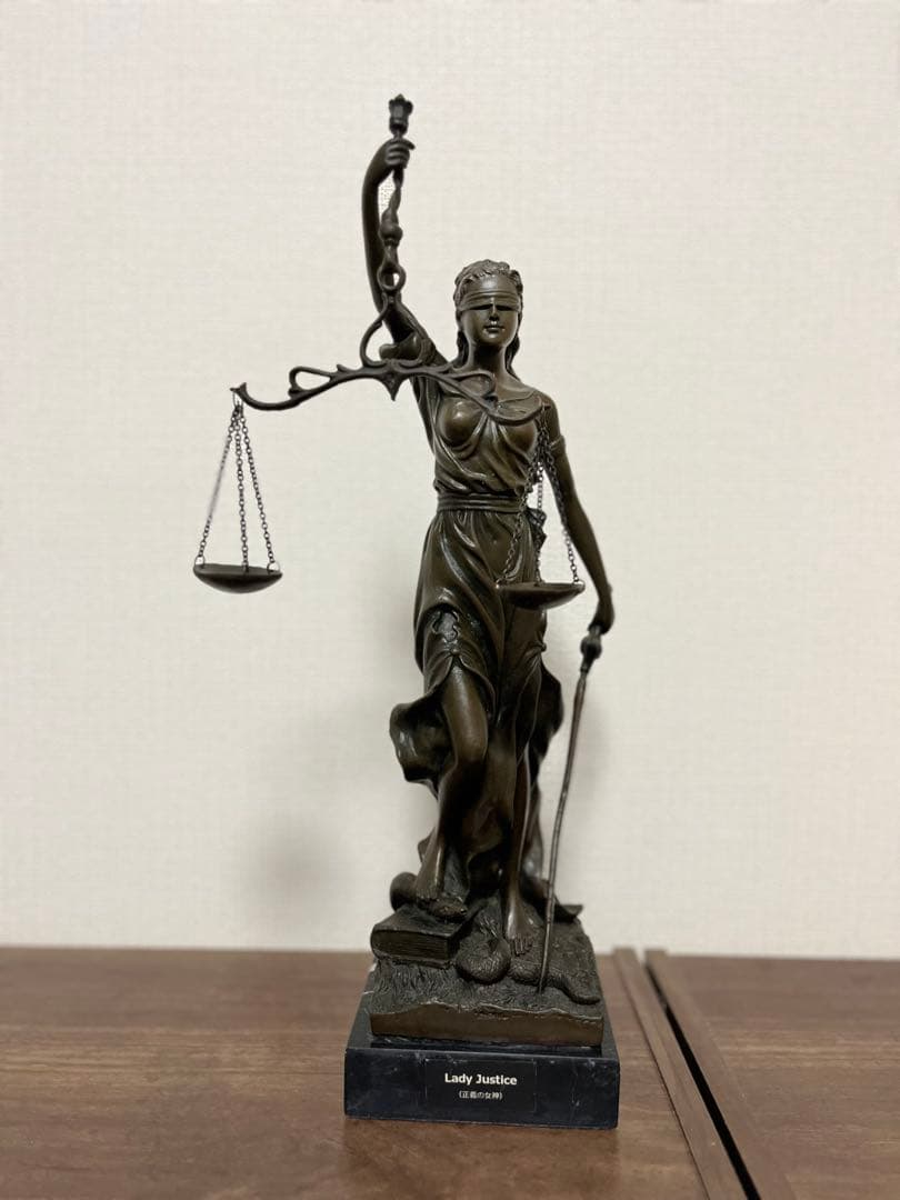 【ブロンズ製】正義の女神 テミス 像(彫刻家Houdonの刻印あり)