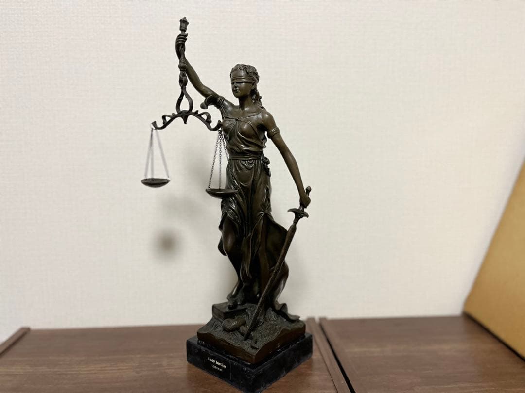 【ブロンズ製】正義の女神 テミス 像(彫刻家Houdonの刻印あり)