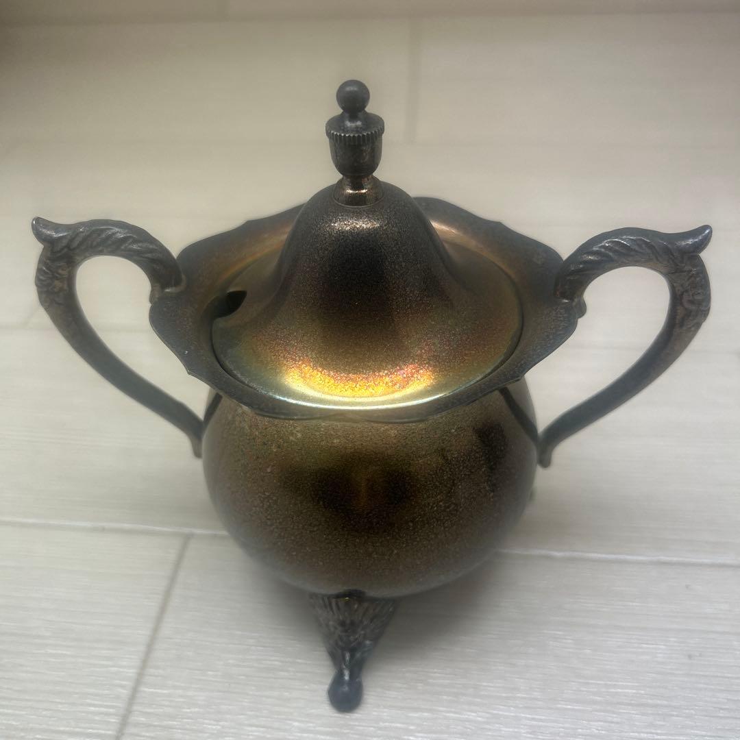 早川 銀川堂 ティーポットの3点セット 早川器物 アンティーク