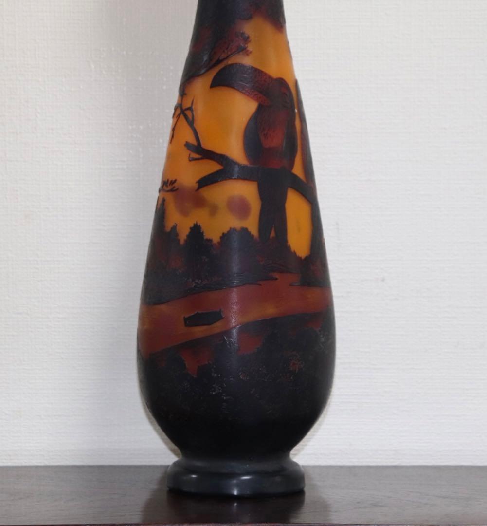 ガレガラス　カワセミ紋瓶　送料込み0623