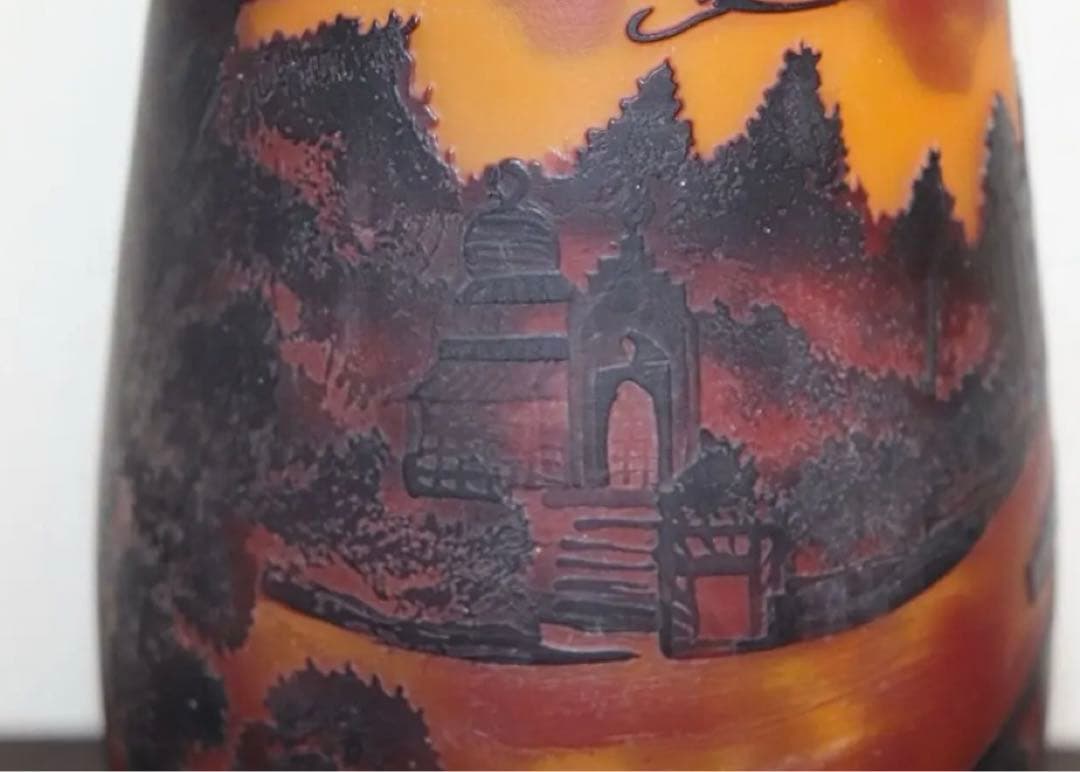 ガレガラス　カワセミ紋瓶　送料込み0623