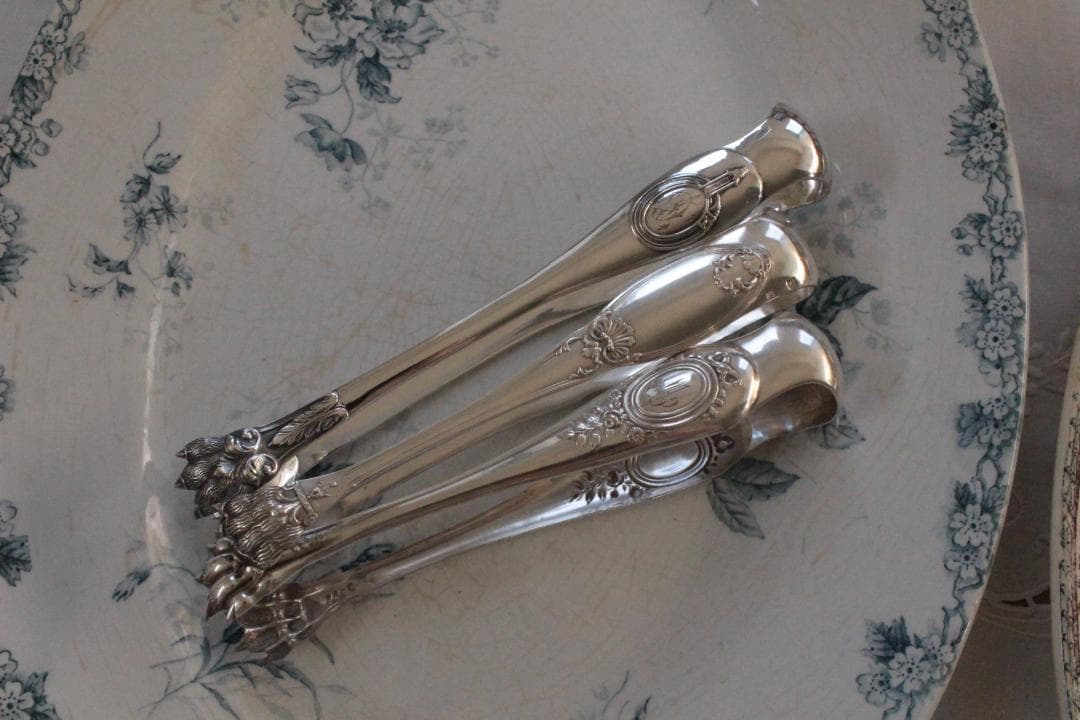 【B】シルバーコーティングのトング/野獣の足・フランスアンティーク