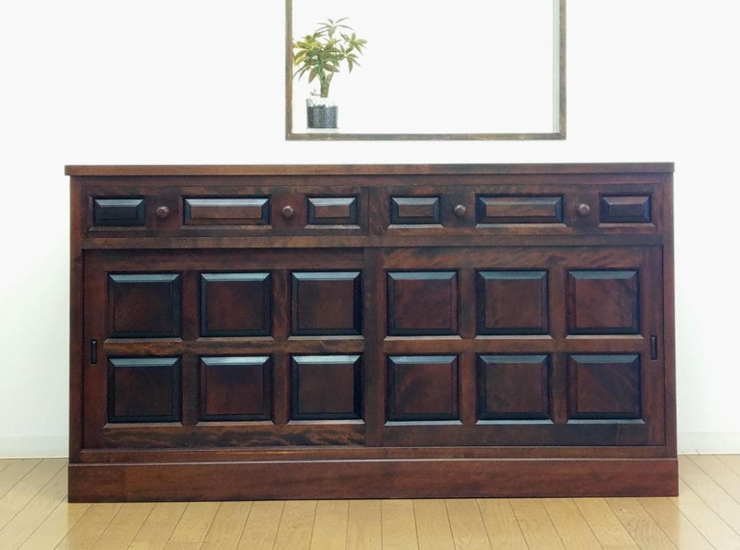 美品 松本民芸家具 キャビネット サイドボード 収納棚 幅146cm